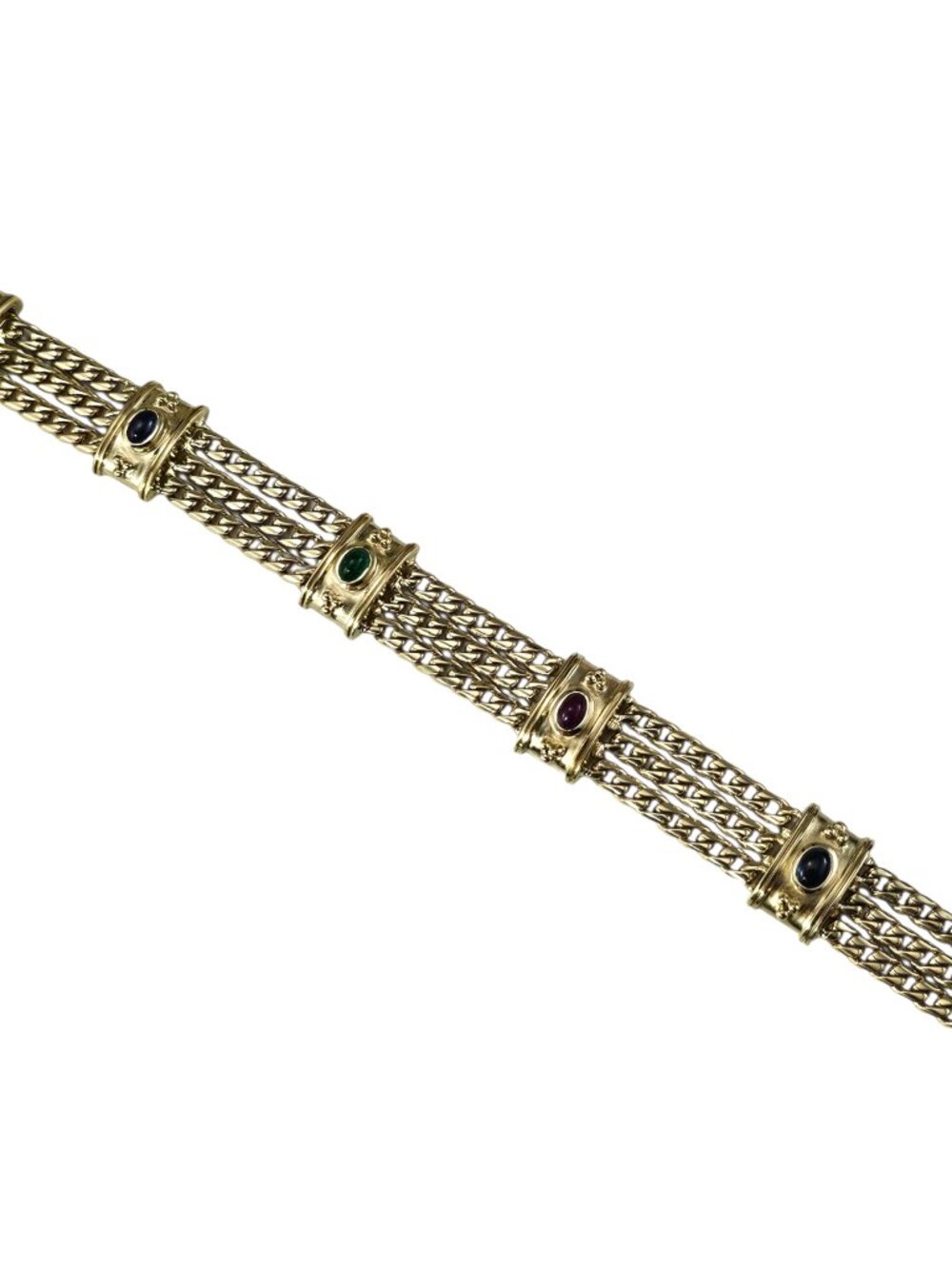 14K Yellow Gold Multi-Strand Gemstone Bracelet #25493